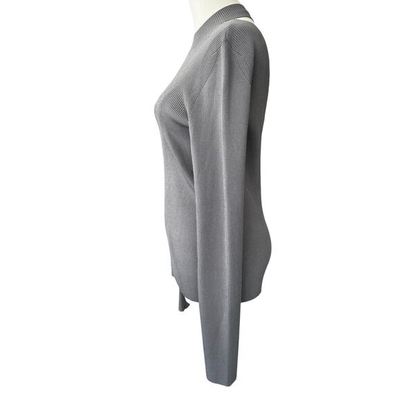 Helmut Lang Ring Cutout Mockneck Ribbed Knit Sweater Steel Gray Size Large - Picture 6 of 11